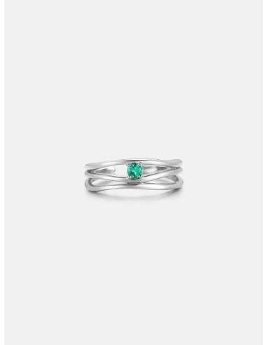 Emerald Triple Silver Stacking Ring vous aussi creer 