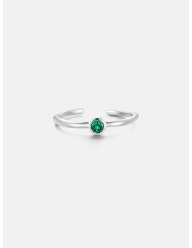 Emerald Solitaire Silver Ring livraison gratuite