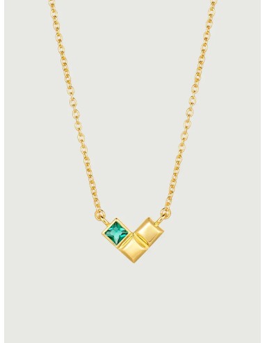 Emerald Geometric Heart Gold Necklace Faites des économies