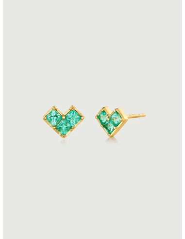 Princess Cut Emerald Heart Stud Earrings Livraison rapide