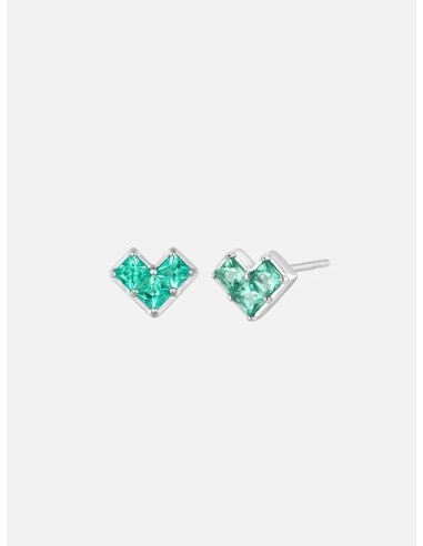 Princess Cut Emerald Heart Silver Earrings livraison et retour toujours gratuits