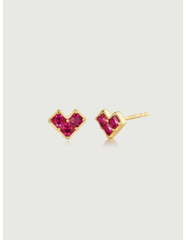 Princess Cut Ruby Heart Stud Earrings votre