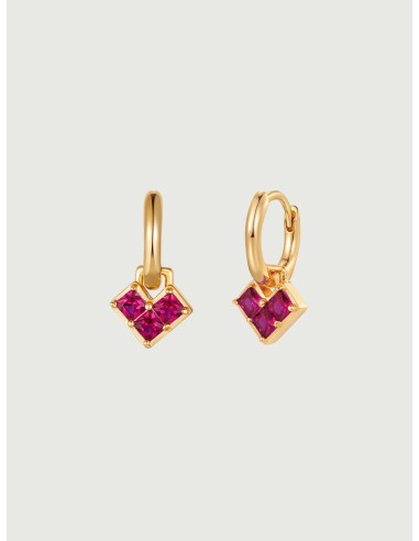 Princess Cut Ruby Heart Hoop Earrings ou a consommer sur place