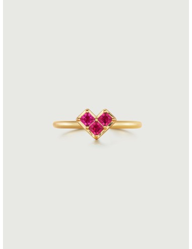 Princess Cut Ruby Heart Ring pas cher 