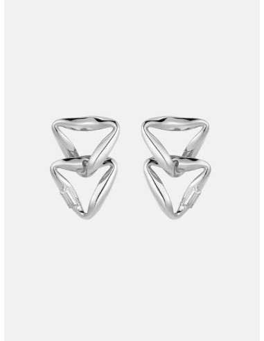 Moissanite Overlapped Silver Triangle Earrings Economisez 