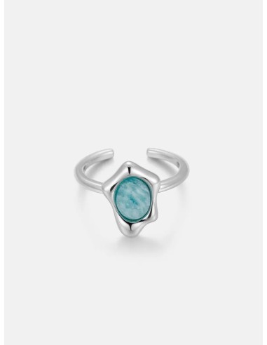 Amazonite Stacking Silver Open Ring pas cher 