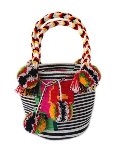 Pompom Bag - Black/White pas chere