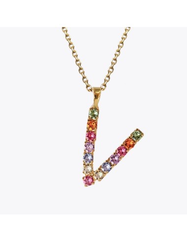 Letter Necklace V / Rainbow Combo de l' environnement