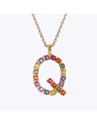 Letter Necklace Q / Rainbow Combo meilleur choix