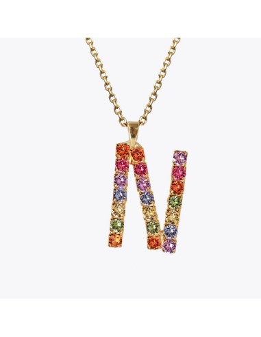 Letter Necklace N / Rainbow Combo pas cher chine