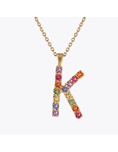 Letter Necklace K / Rainbow Combo votre