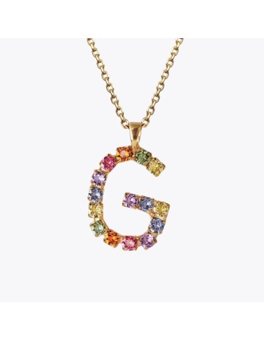 Letter Necklace G / Rainbow Combo basket pas cher