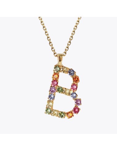 Letter Necklace B / Rainbow Combo solde