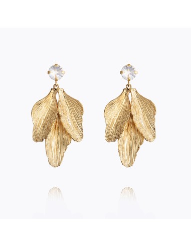 Golden Leaf Earrings / Crystal les ctes