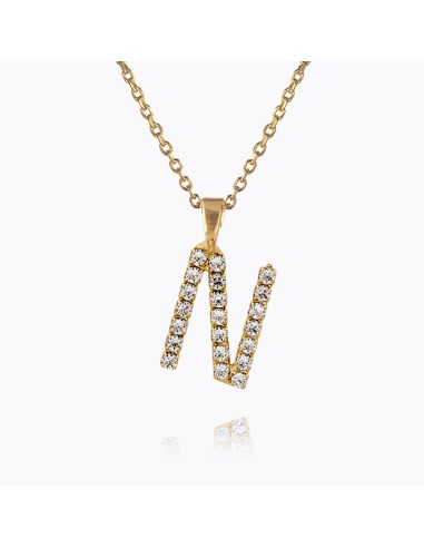 Mini Letter Necklace N / Crystal pas cher