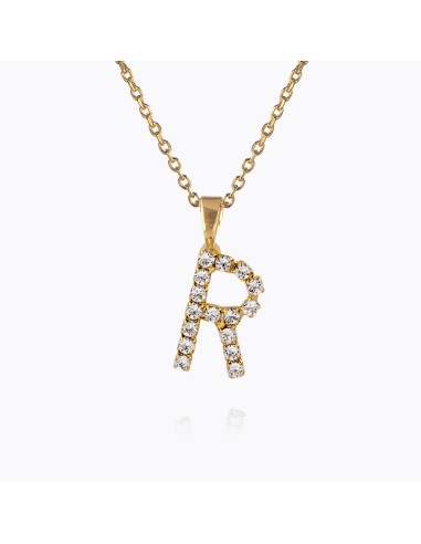 Mini Letter Necklace R / Crystal pas cher 