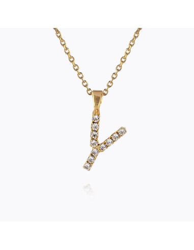 Mini Letter Necklace Y / Crystal destockage