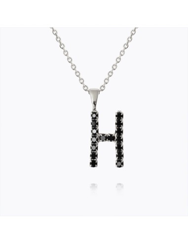 Mini Letter Necklace H / Black de France