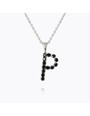 Mini Letter Necklace P / Black français