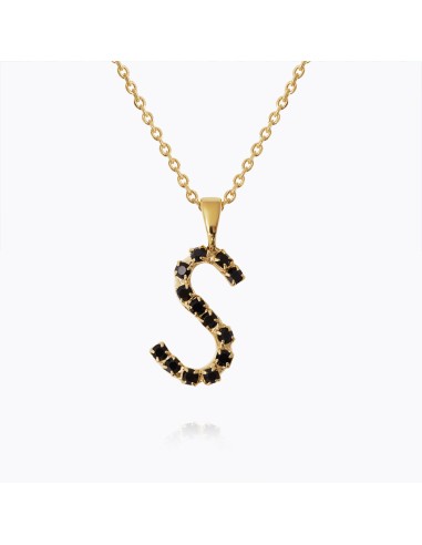 Mini Letter Necklace S / Black en linge