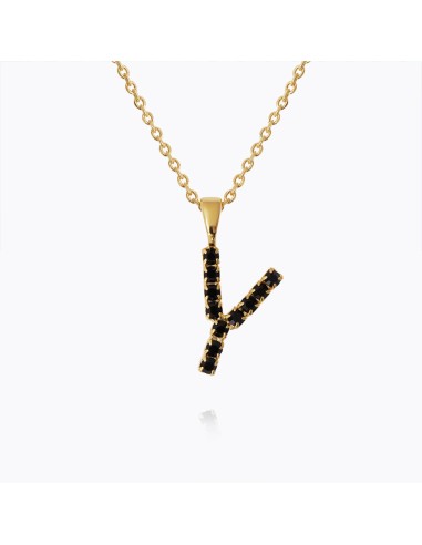 Mini Letter Necklace Y / Black pas cher