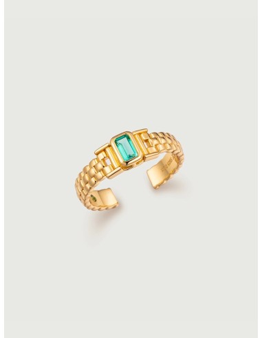 Emerald Windowpane Chain Ring de pas cher