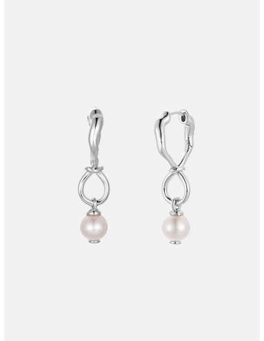 Akoya Pearl Silver Twist Earrings pas cher