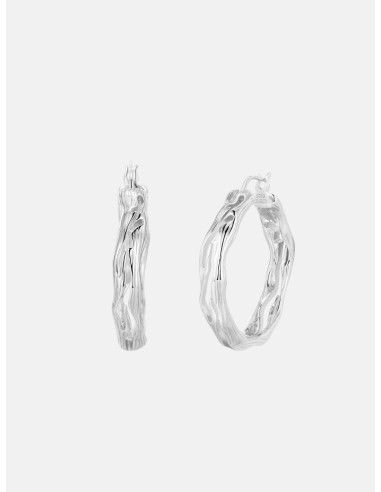 Tree Bark Textured Silver Hoop Earrings 2024