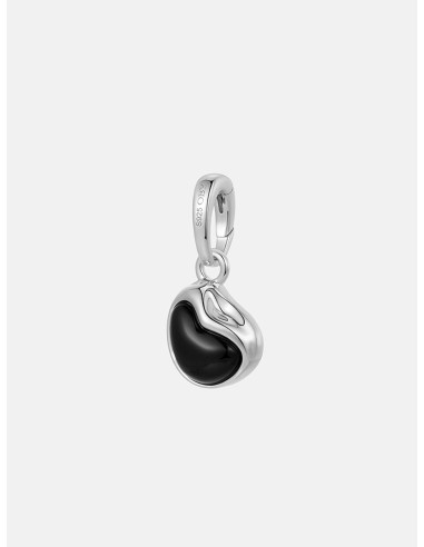 Aphrodite Black Onyx Heart Silver Charm pas cher 