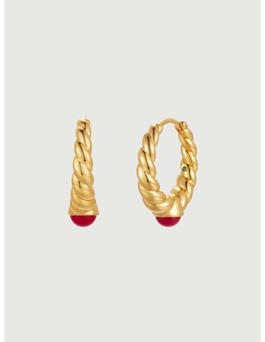 Red Coral Twisted Hoop Earrings en ligne