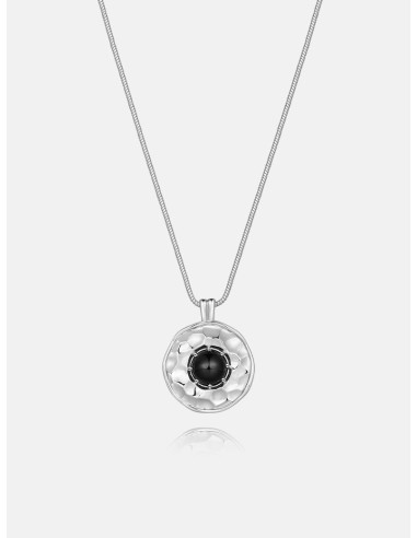 Black Onyx Coin Necklace soldes