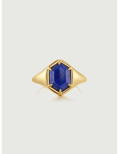 Lapis Lazuli Hexagon Signet Ring pas cher