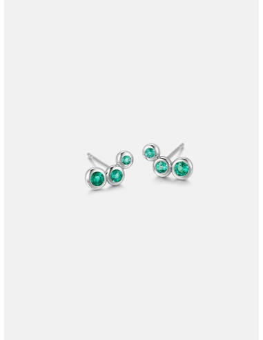 Emerald Spheres Bezel Set Silver Earrings chez Cornerstreet bien 